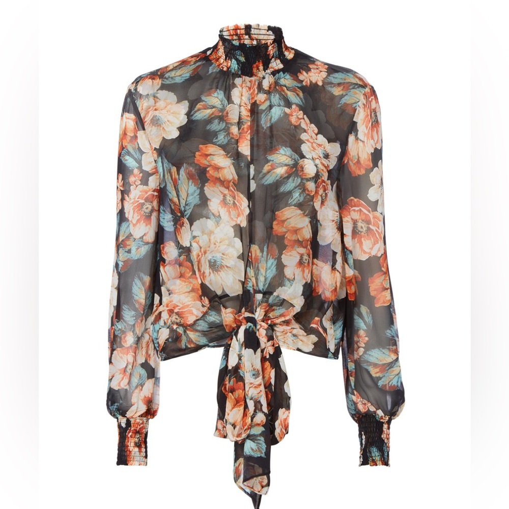 Nicholas Dark Floral Silk Blouse - Picture 2 of 14
